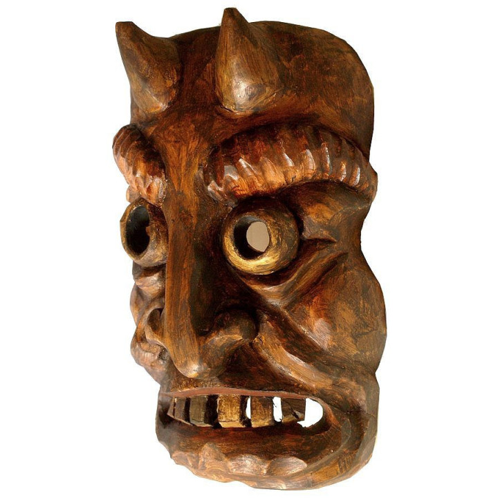 Kindermaske Krampusmaske Wandmaske aus Holz