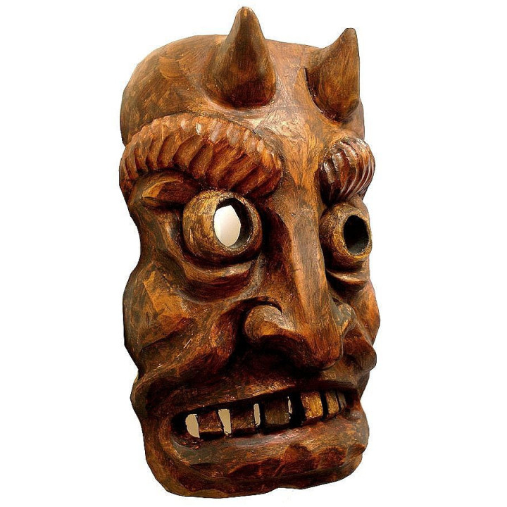 Kindermaske Krampusmaske Wandmaske aus Holz