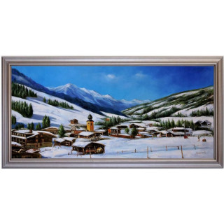 Ölbild Saalbach Hinterglemm Winterlandschaft Ölgemälde 