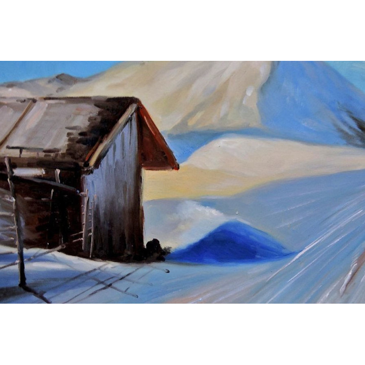 Asitz-Leogang im Winter - handgemaltes Ölbild in 50x100cm