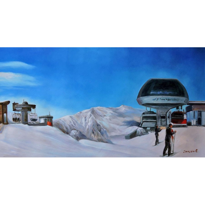 Ölbild Loferer Almen Winterlandschaft Ölgemälde HANDGEMALT 50x110cm 
