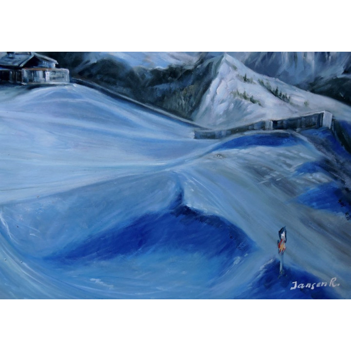 Ölbild Schmittenberg Hochzelleralm Zell am See Winterlandschaft Ölgemälde HANDGEMALT 60x100cm 