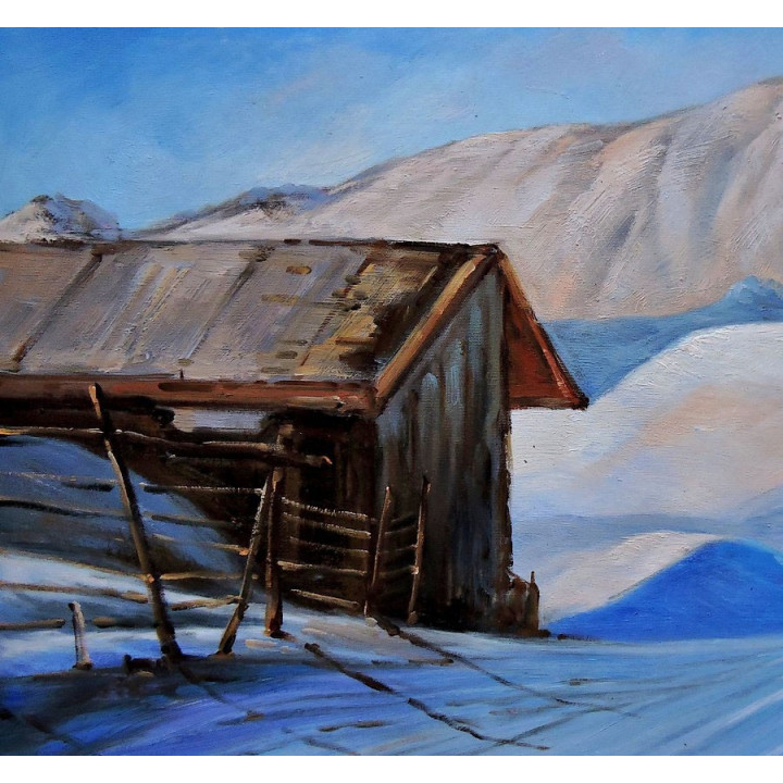 Asitz-Leogang im Winter - handgemaltes Ölbild in 60x120cm