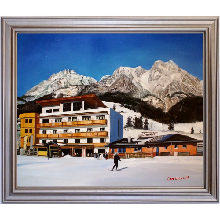 Asitz-Leogang im Winter - handgemaltes Ölbild in 50x100cm