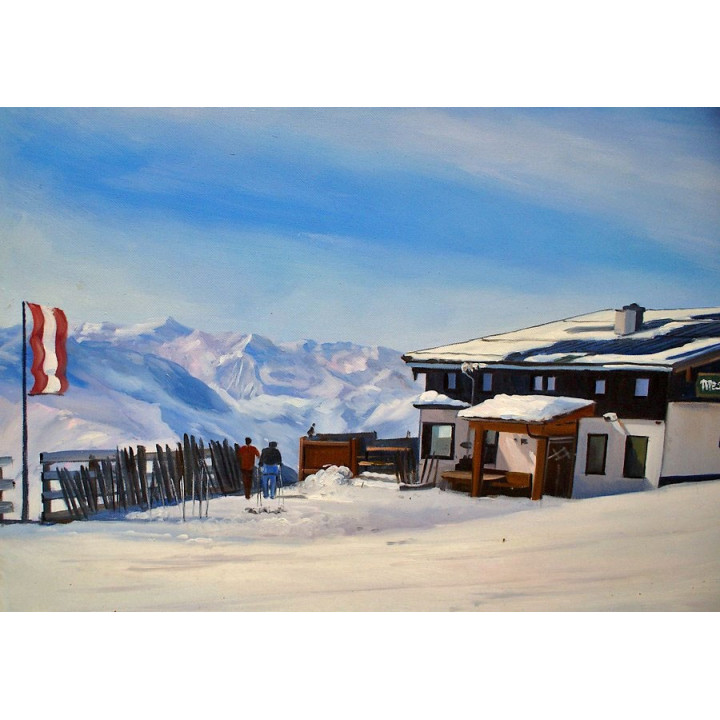 Westgipfelhütte Saalbach Hinterglemm Westgipfel HANDGEMALT 50x60cm