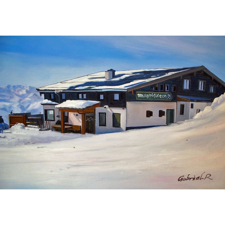 Asitz-Leogang im Winter - handgemaltes Ölbild in 50x100cm
