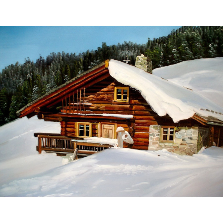 Asitz-Leogang im Winter - handgemaltes Ölbild in 50x100cm