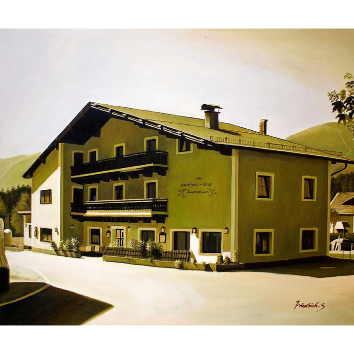 Kramerwirt -jetziger Winkelhof in Saalfelden am Steineren Meer HANDGEMALT 50x60cm 