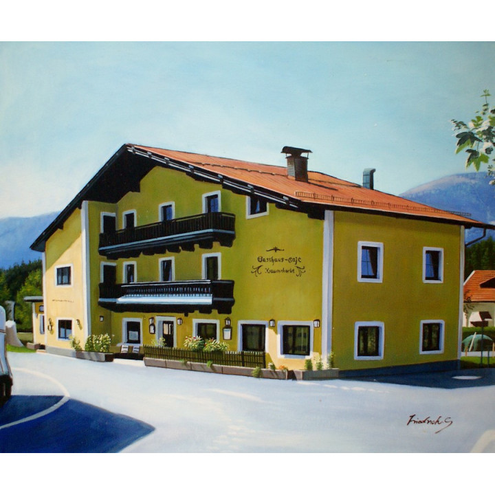 Asitz-Leogang im Winter - handgemaltes Ölbild in 50x100cm