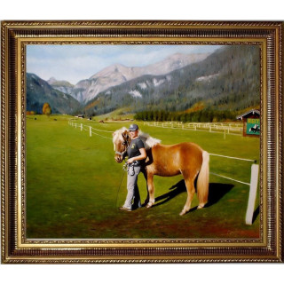 Pferd mit Reiterin HANDGEMALT 50x60cm 