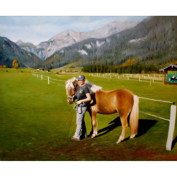 Asitz-Leogang im Winter - handgemaltes Ölbild in 50x100cm