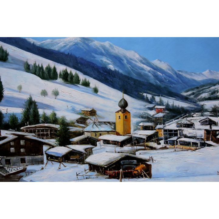 Saalbach - handgemaltes Ölbild in 50x90cm