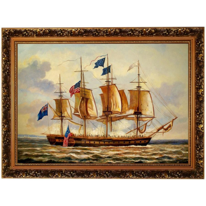 Segelschiff - Seeschlacht Seegefecht Ölmalerei Ölbild - 60x90cm