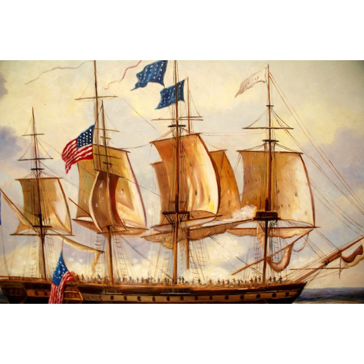 Segelschiff - Seeschlacht Seegefecht Ölmalerei Ölbild - 60x90cm