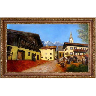 Ölbild Leogang Dorfplatz Anno Ölgemälde HANDGEMALT 60x90cm 