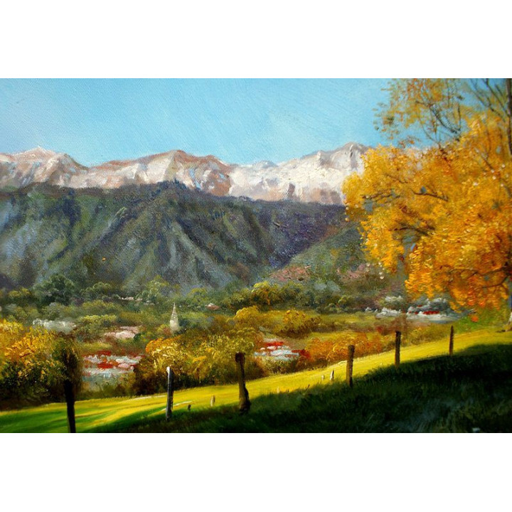 Ölgemälde - alte Ansicht  v. SALZBURG - Stadttheater mit alten Autos -UNIKAT auf ÖL