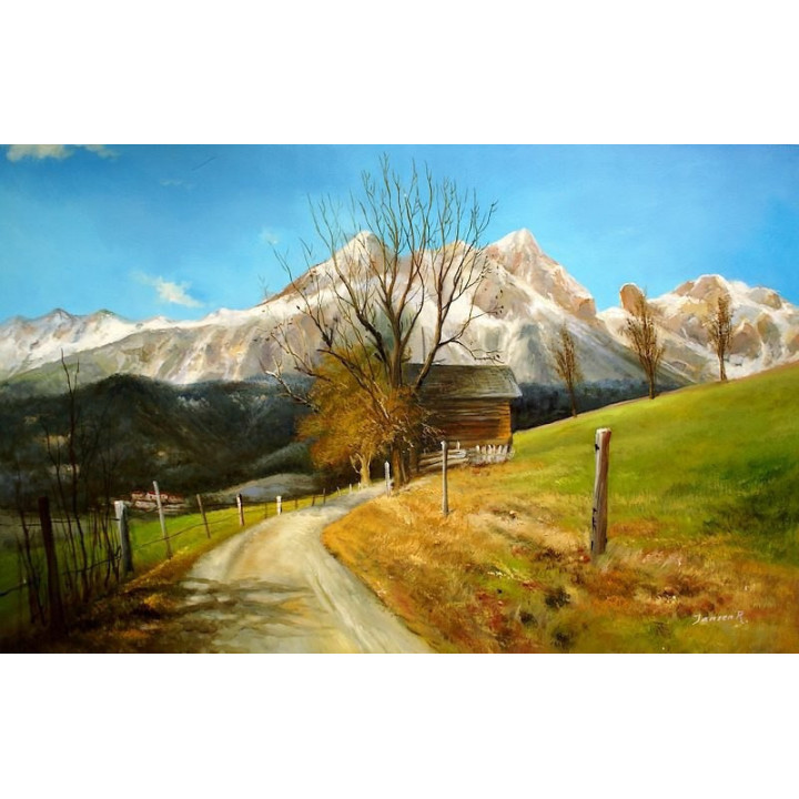 Ölgemälde - alte Ansicht  v. SALZBURG - Stadttheater mit alten Autos -UNIKAT auf ÖL