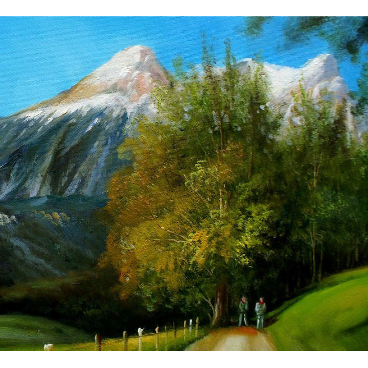 Ölgemälde - alte Ansicht  v. SALZBURG - Stadttheater mit alten Autos -UNIKAT auf ÖL