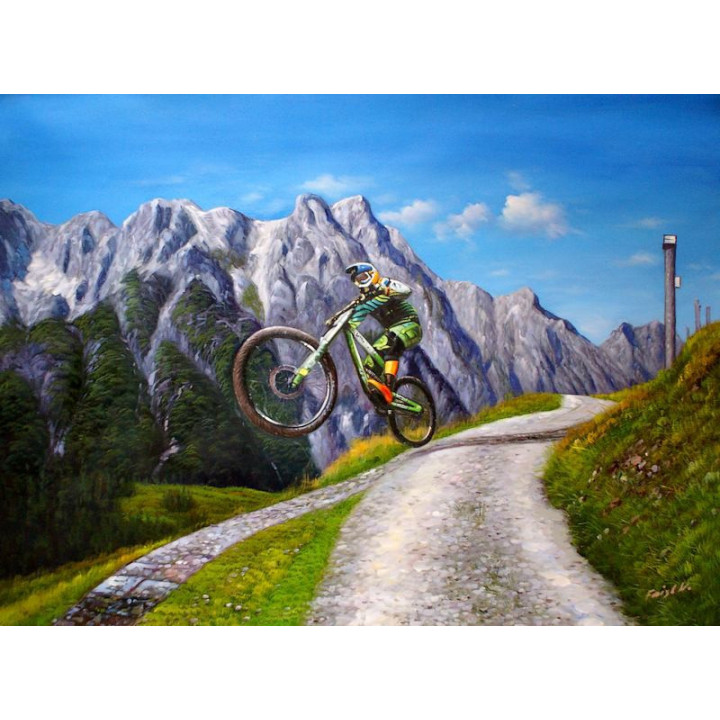 Downhill-Leogang - handgemaltes Ölbild in 60x80cm