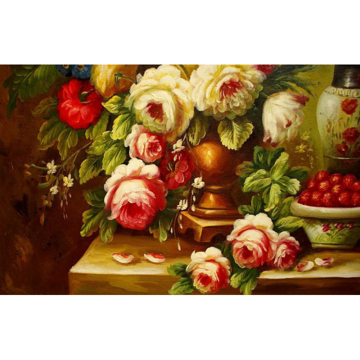 Blumengemälde - handgemaltes Ölbild in 60x50cm - 1-103