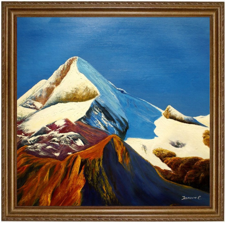 Ölbild Kitzsteinhorn in Kaprun, Bergspitze Gletscher HANDGEMALT 60x60cm 
