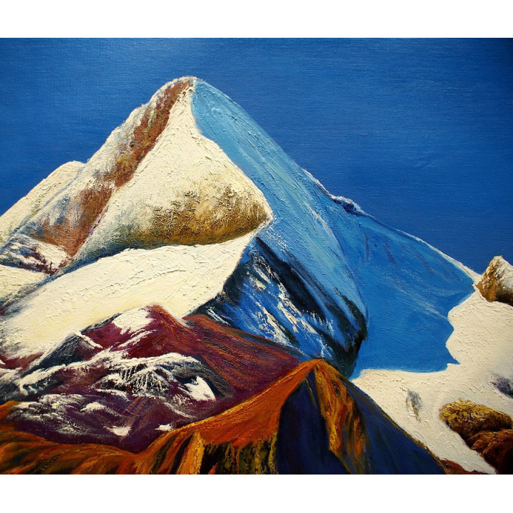 Ölbild Kitzsteinhorn in Kaprun, Bergspitze Gletscher HANDGEMALT 60x60cm 