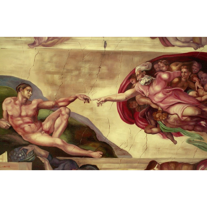 MICHAELANGELO's  creation of Adam - handgemaltes Ölbild in 60x90cm