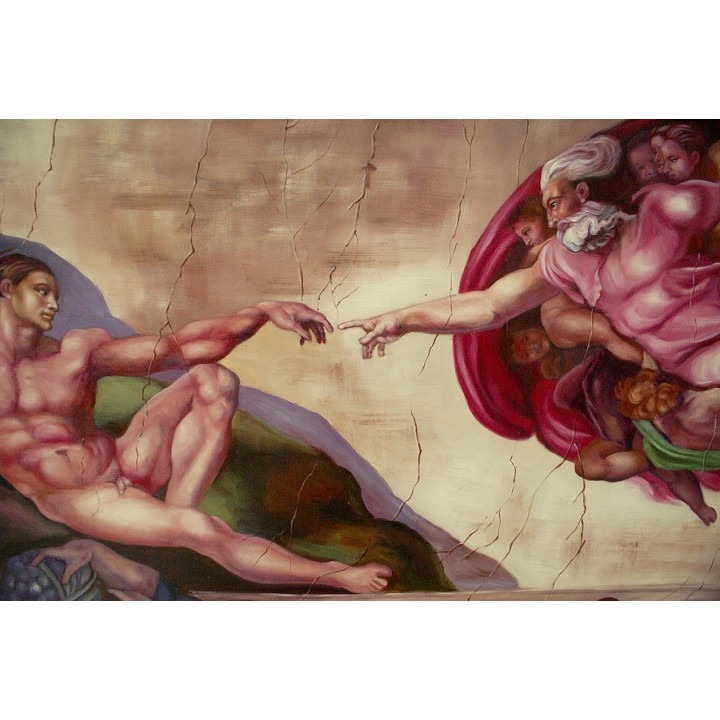 MICHAELANGELO's  creation of Adam - handgemaltes Ölbild in 60x90cm