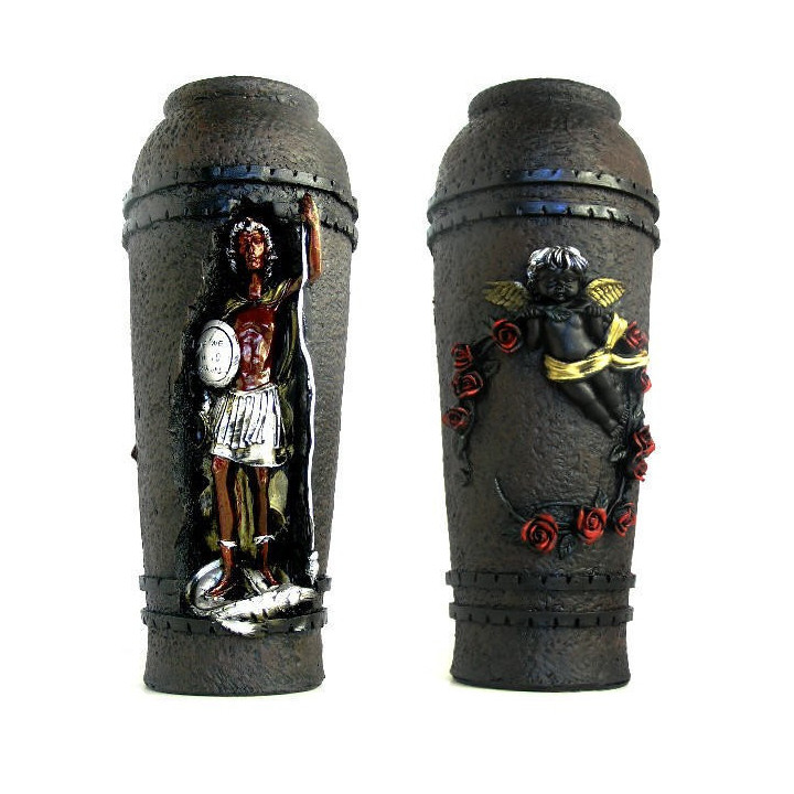 Vase - Grabvase groß mit Heiligenbildnis - Wächter