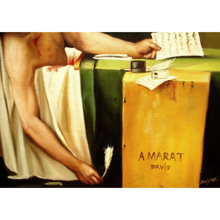 jacques louis david - der ermordete Marat  - handgemaltes Ölbild in 50x60cm