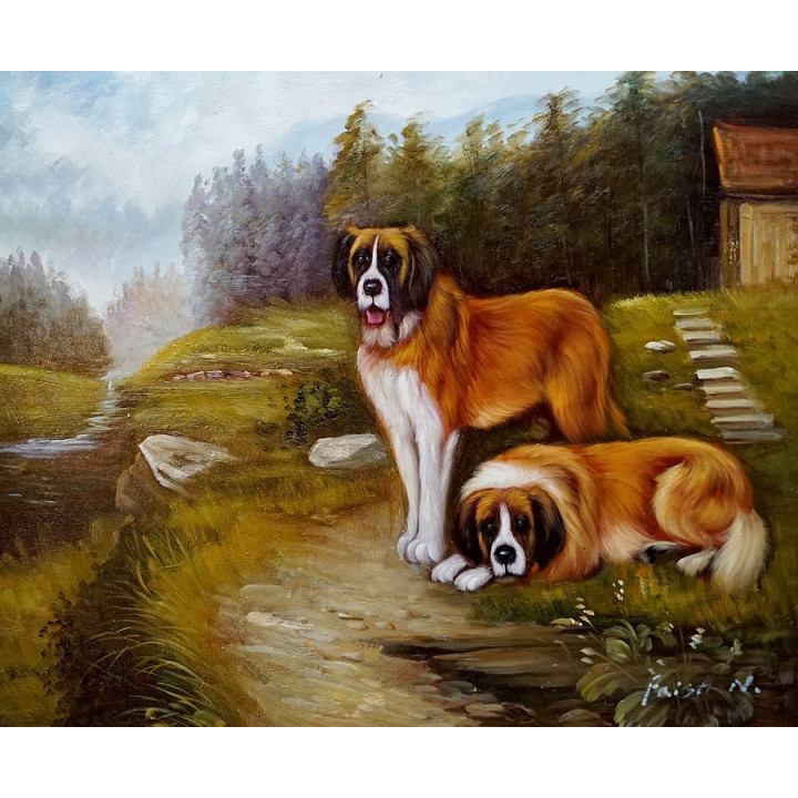 Bernhardiner - Ölgemälde