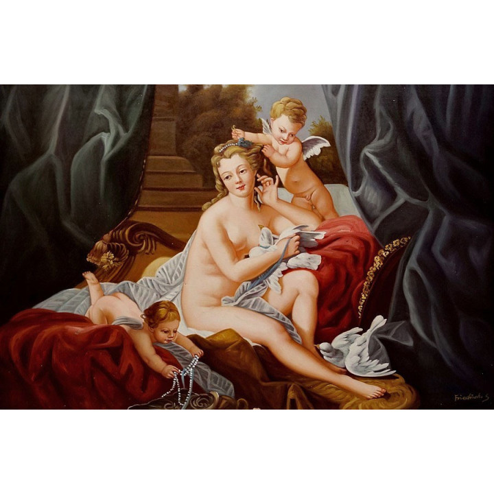 Hirtenjunge spielt Flöte - handgemaltes Ölbild in 60x90cm -8-11