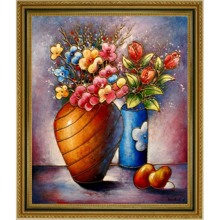 Blumengemälde - handgemaltes Ölbild in 60x50cm - 3136