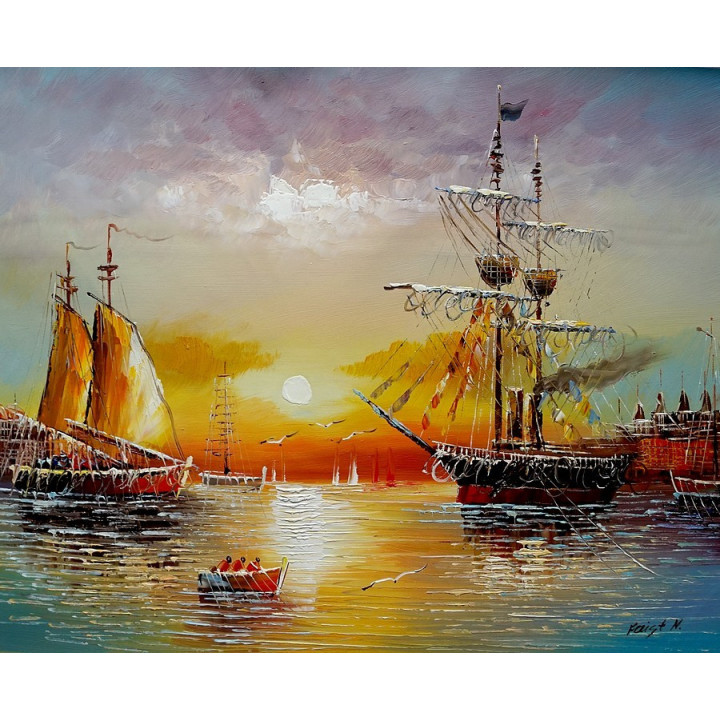 Hafen - handgemaltes Ölbild in 50x60cm -9-4