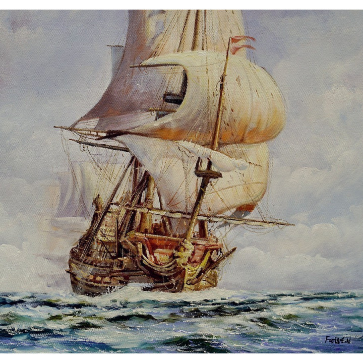 Hafen am chinesischen Meer - Ölgemälde