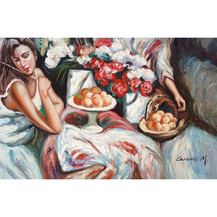 Blumenfrau - handgemaltes Ölbild 11-35