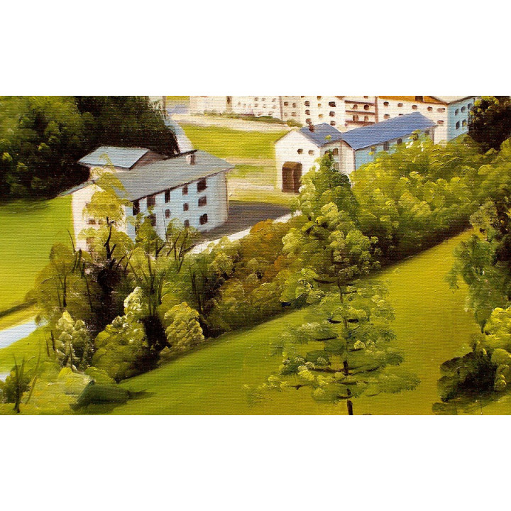 Ölgemälde - alte Ansicht v. Thumersbach gegen Zell am See -UNIKAT auf ÖL