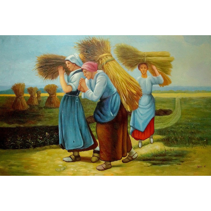 Jean Francois Millet Die Heuarbeiter - handgemaltes Ölbild in 60x90cm
