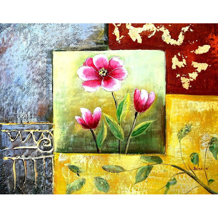 Blumenstrauß-1-154 - handgemaltes Ölbild in 50x60cm