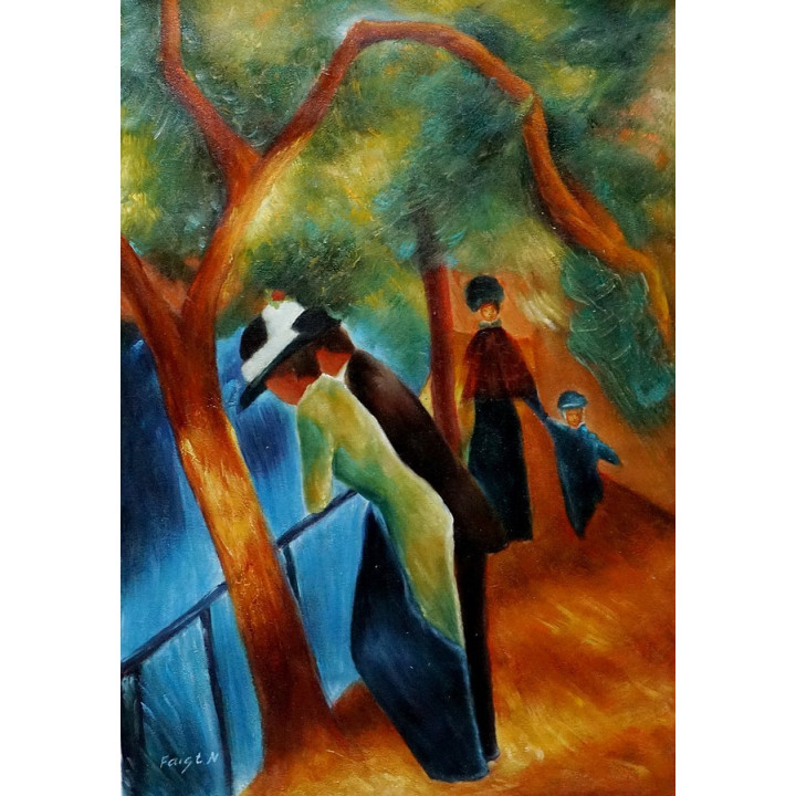 AugustMacke Spaziergang auf der Brücke  60x80cm
