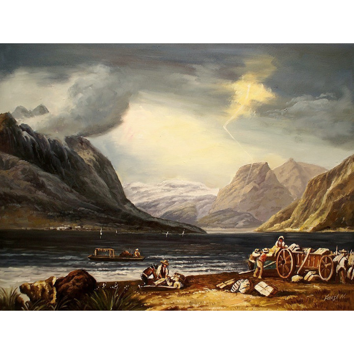 GAUERMANN FRIEDRICH Heuarbeit-handgemaltes Ölbild in 60x80cm