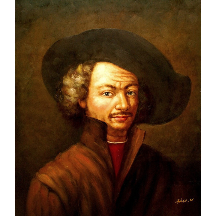 REMBRANDT VAN RIJN-Selbstbildnis-Ölbild in 50x60cm