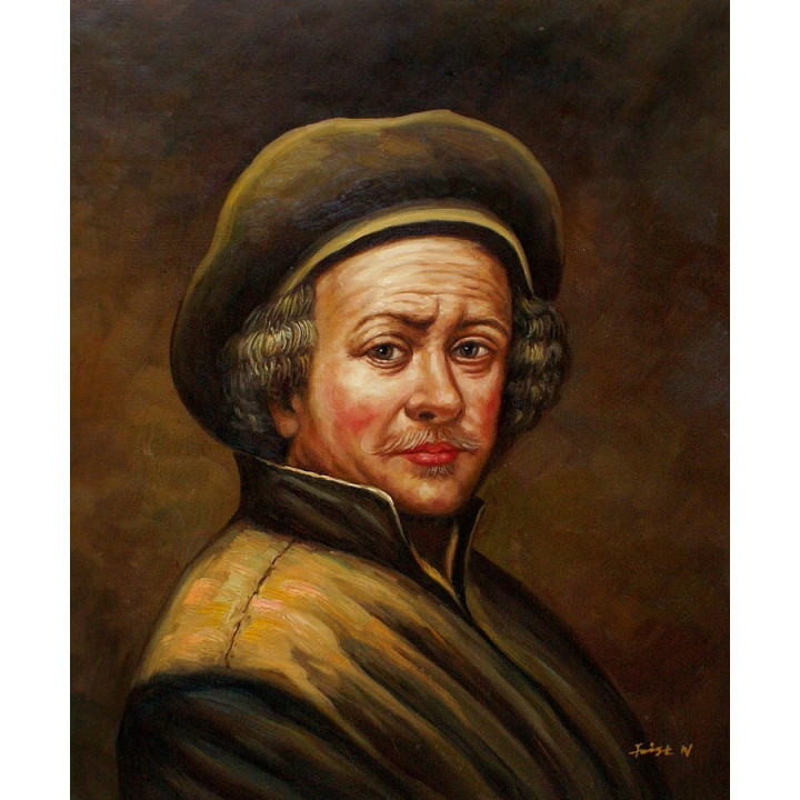 REMBRANDT VAN RIJN-Selbstbildnis-Ölbild in 50x60cm