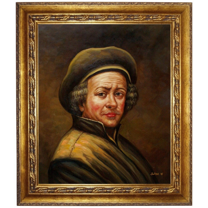 REMBRANDT VAN RIJN-Selbstbildnis-Ölbild in 50x60cm