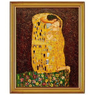 Kuss - handgemaltes Ölbild in 50x60cm v. Klimt