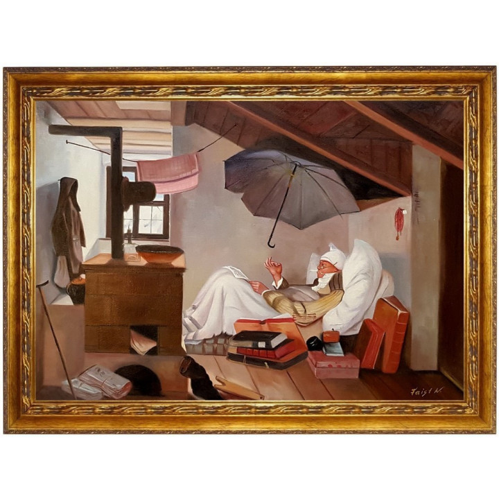 Carl Spitzweg Der arme Poet 60x80cm handgemaltes Ölbild-50x60cm