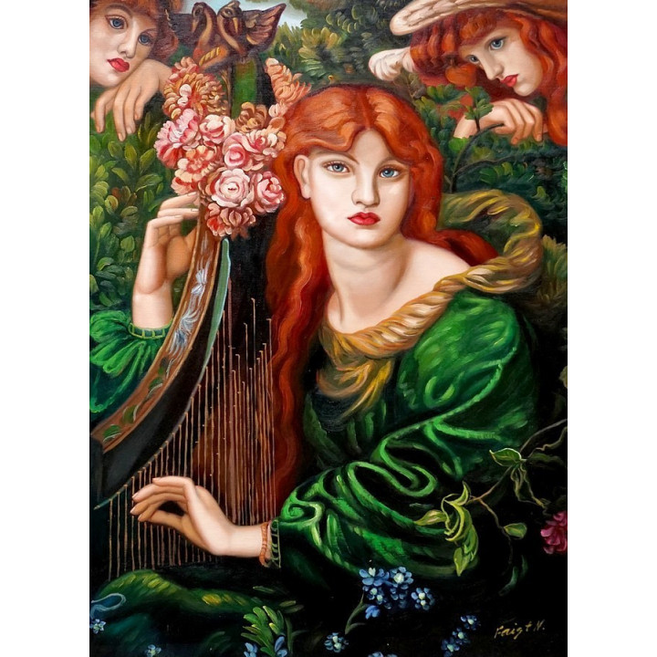 Dante Gabriel Rossetti, La Ghirlandata- handgemaltes Ölbild F 50x70cm