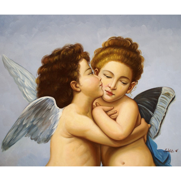 Emile Munier der Kuss handgemaltes Ölbild F 50x60cm