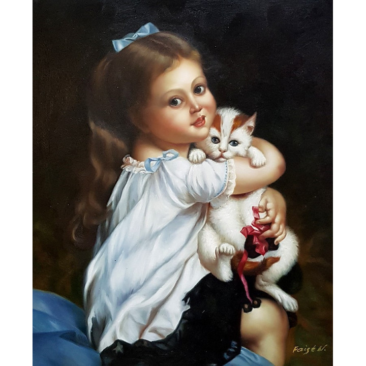 Emile Munier spielende Katzen handgemaltes Ölbild F 50x60cm