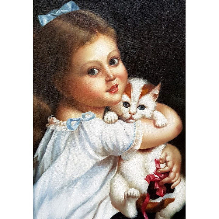 Emile Munier spielende Katzen handgemaltes Ölbild F 50x60cm
